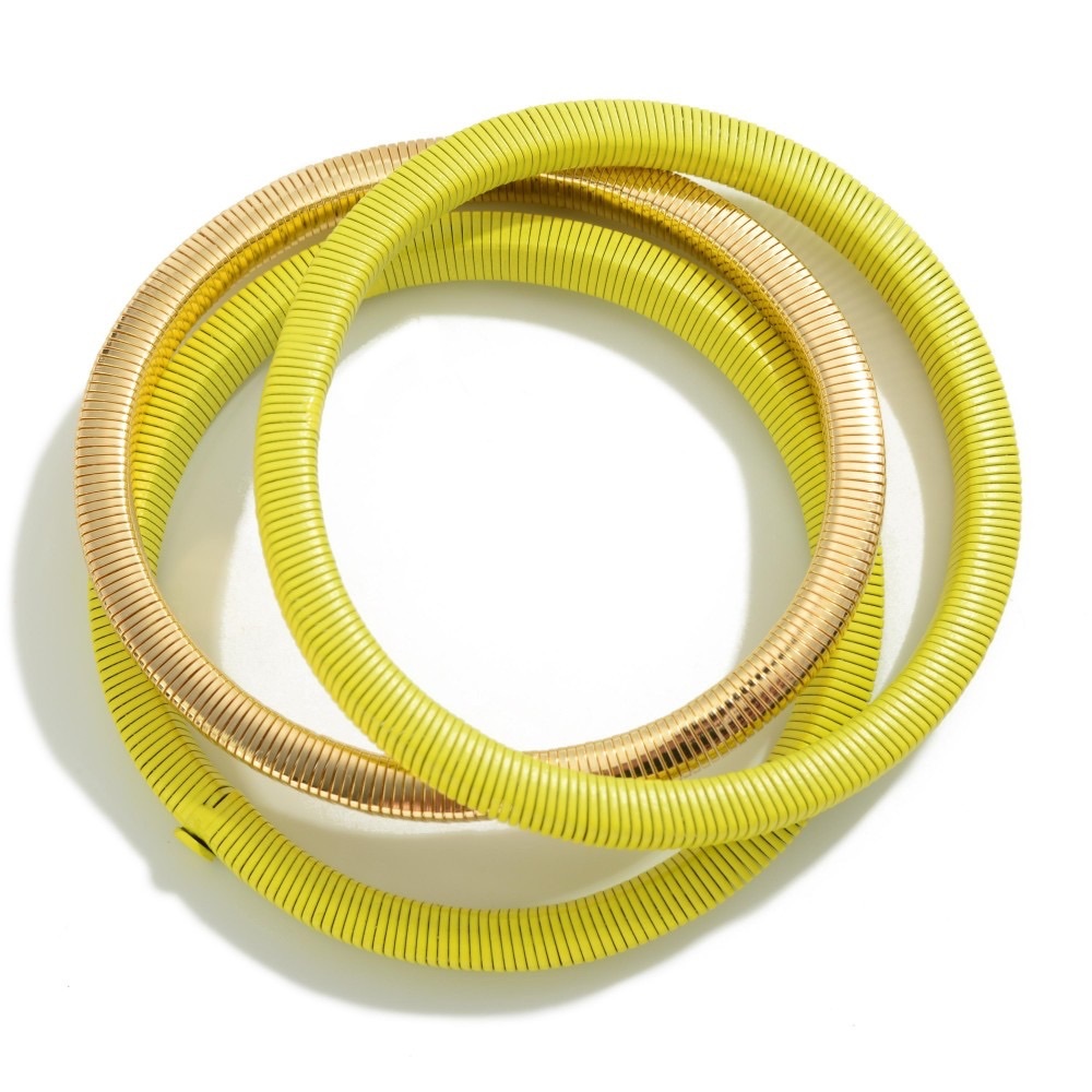 New set of three stretch omega chain link bracelets